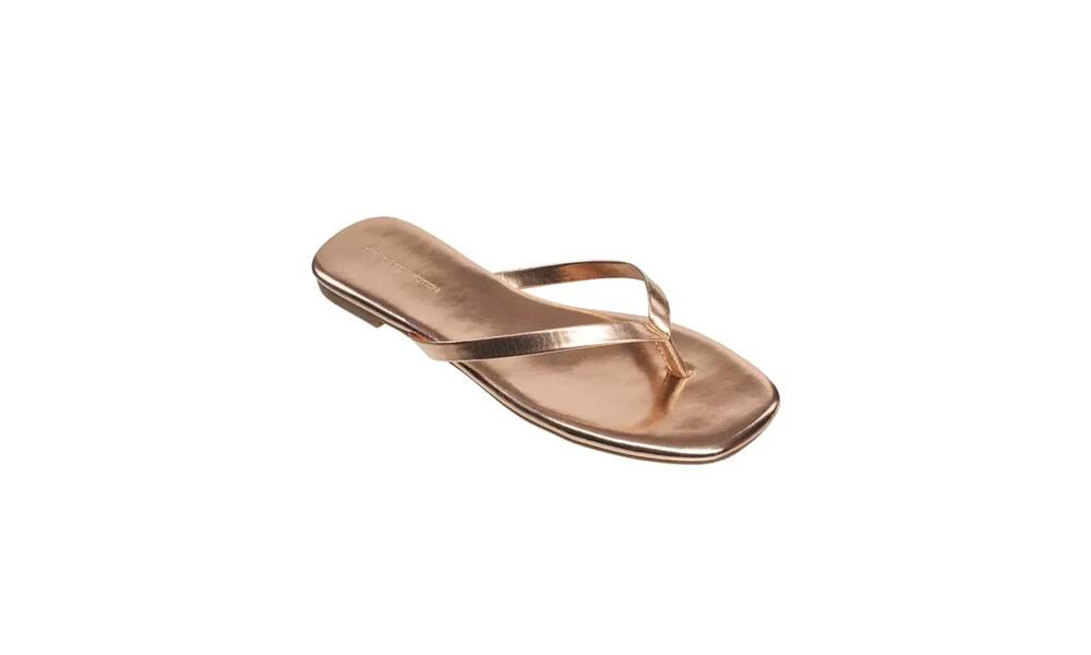 French Connection Women's Morgan Toe Post Flip-Flops Shoes, Rose Gold Size 7M